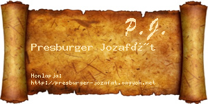 Presburger Jozafát névjegykártya